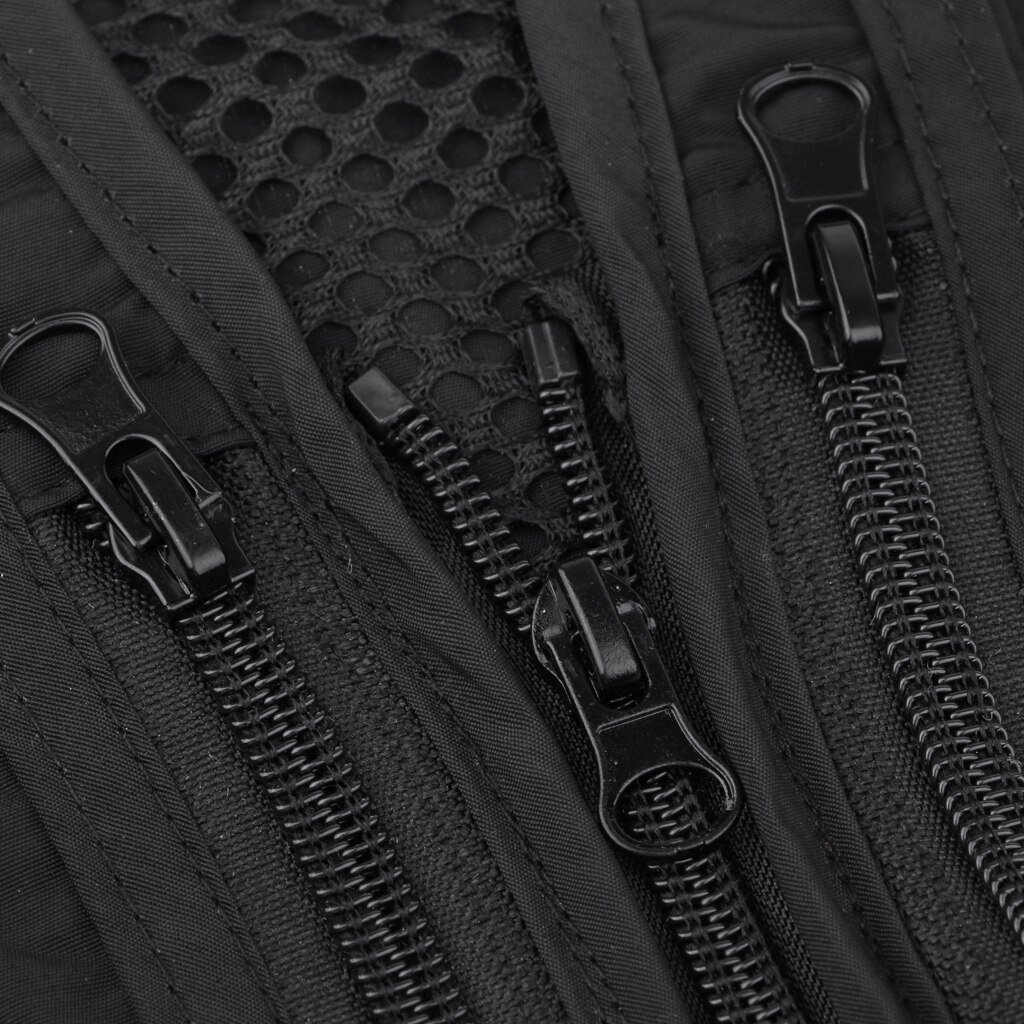 Heren multi pocket mesh visvest multi-pocket visfotograaf snel drogend ademend vest outdoor casual jas zwart