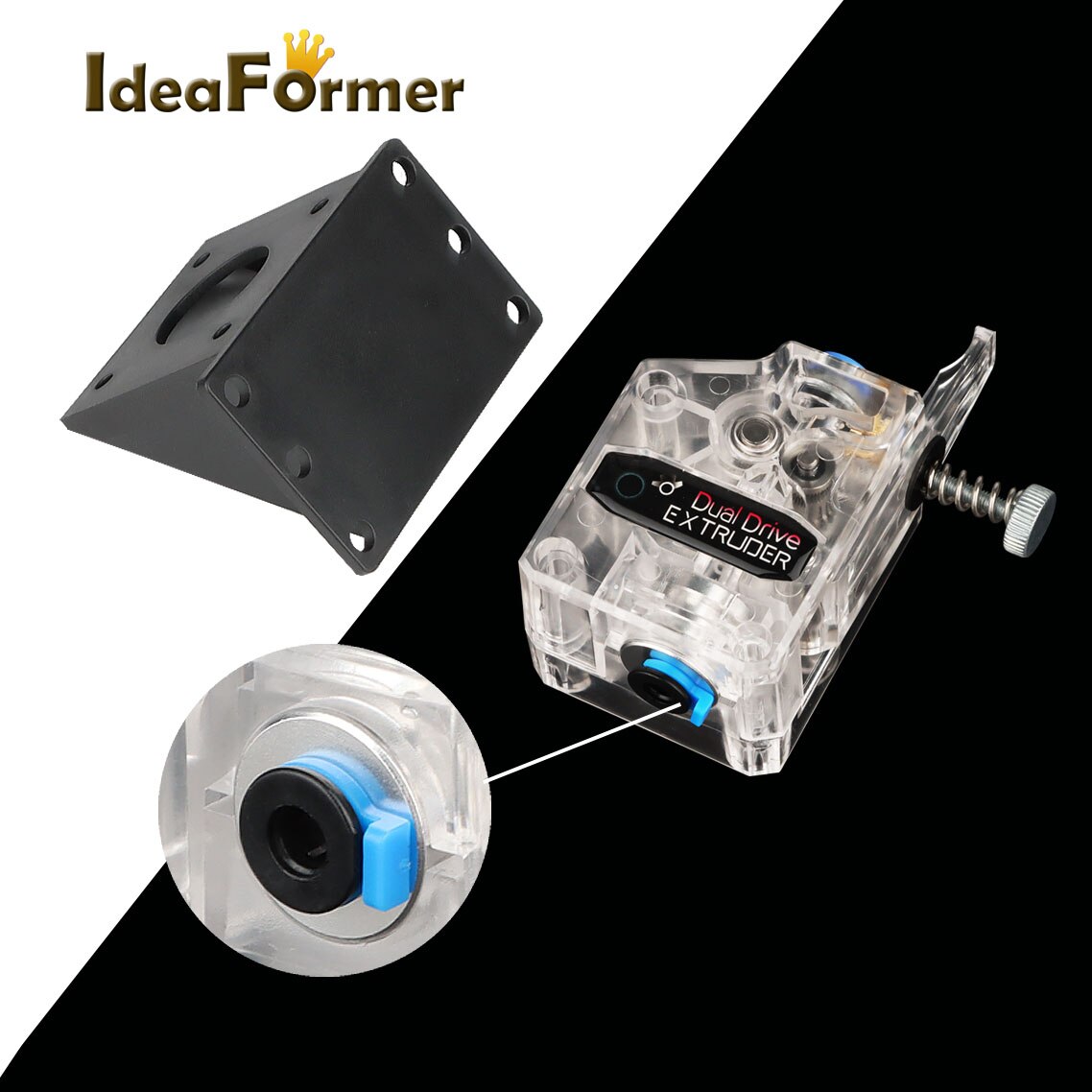 3D Printer Parts Extruder Clone Dual Drive Extruder Upgrade Bowden Extruder for 1.75mm PLA Filament for CR10 Blu-3 MK8 Reprap