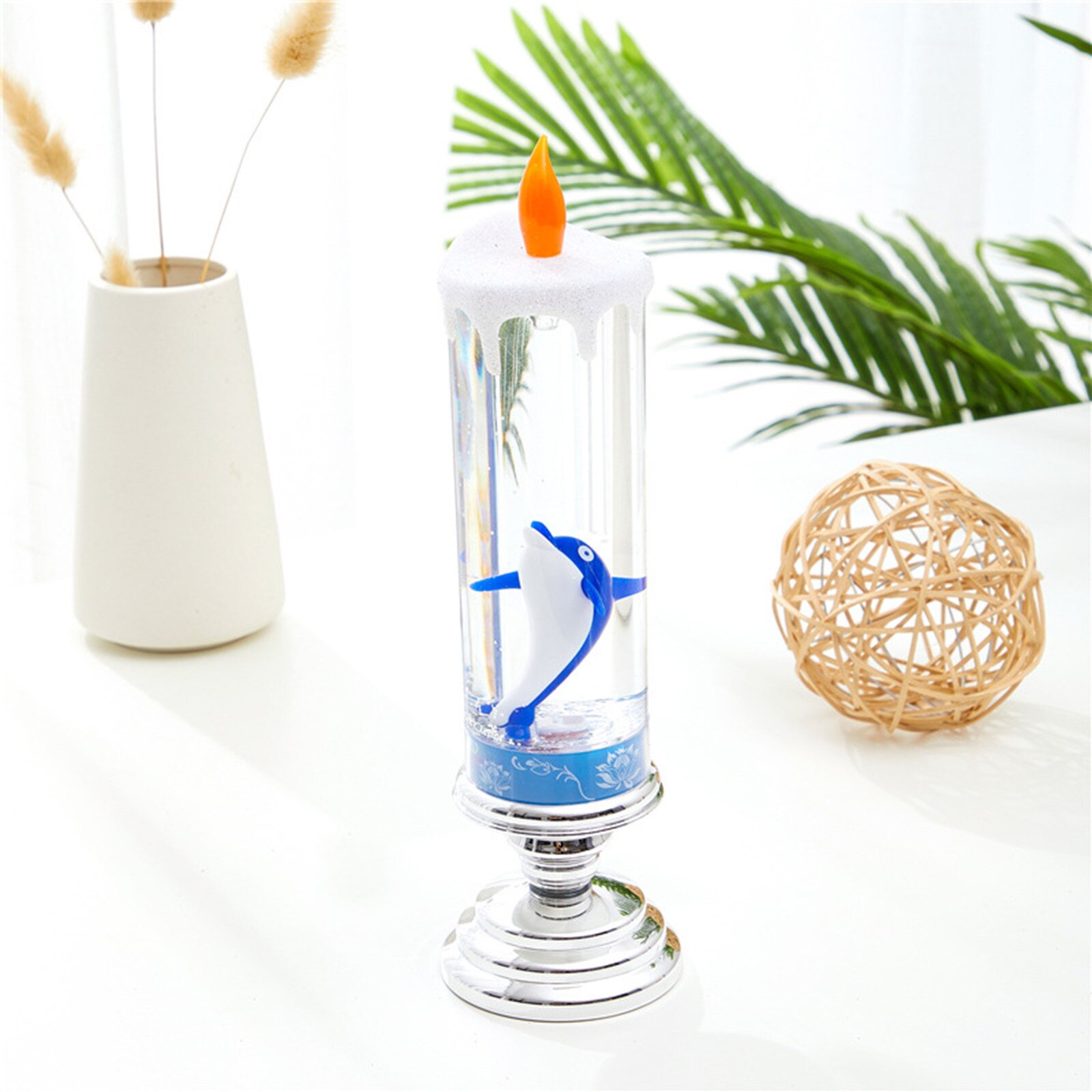 300ml Led Candles Rotating Color Changing Glitter Led Candles Flameles Romantic Crystal Candle Light Home Party Decoration#T2: E