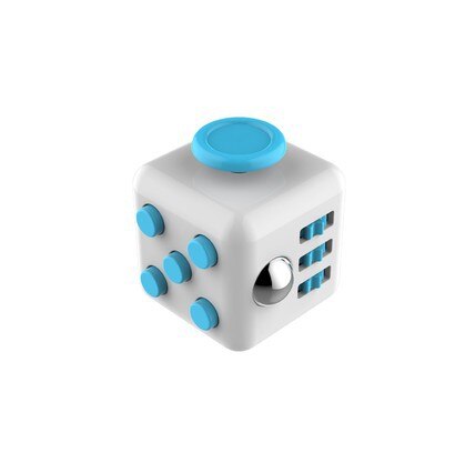 Min cube Spielzeug Vinyl Schreibtisch Finger Spielzeug Squeeze Spaß Stressabbau 3,3 cm Anti-Stress-: White Blue