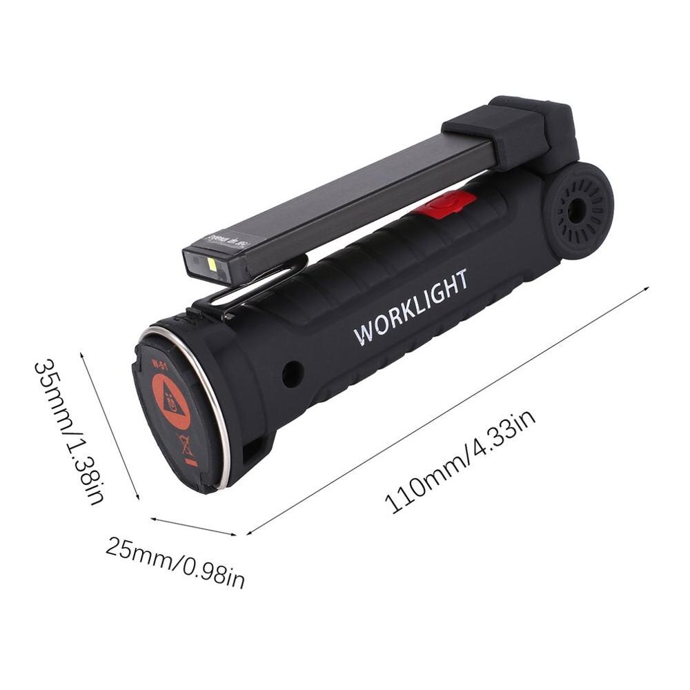 Folding COB LED Work Light Portable Spotlight with Magnetic Base Clip USB Charging Repair Torch Movable Work Light Flashlight: 110mm