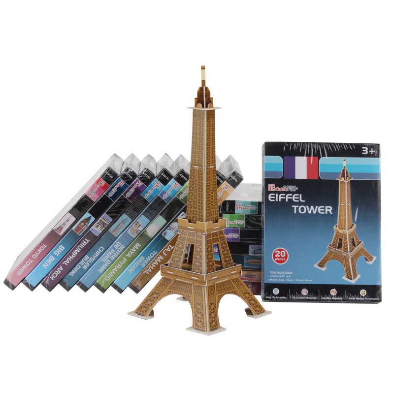 3D Puzzle di Carta Parola Edifici Famosi Torre Eiffel Puzzle Assemblato Modello FAI DA TE Giocattoli Educativi Per I Bambini Regali per Adulti