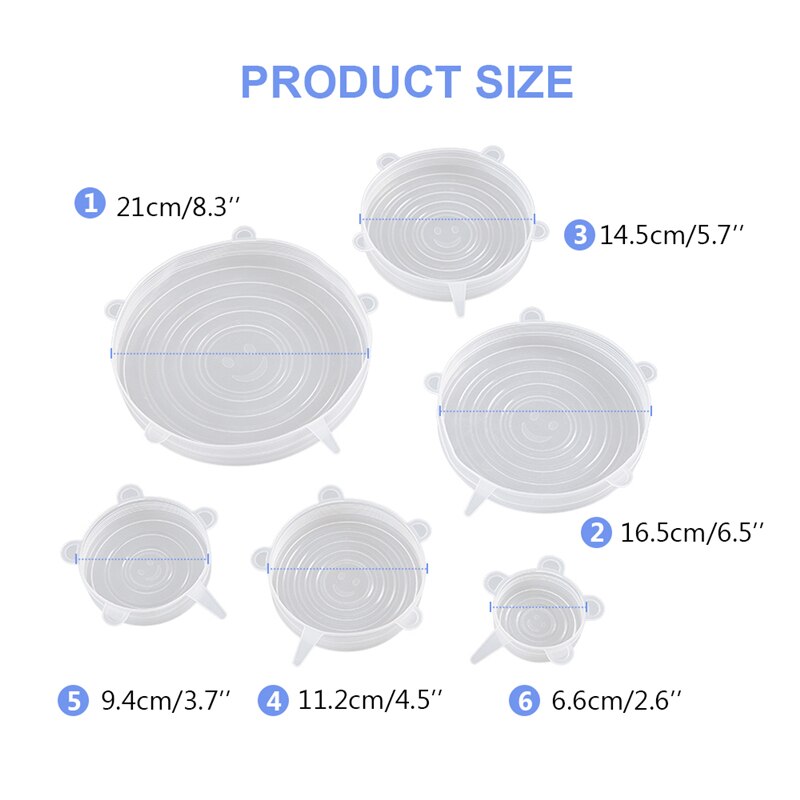 6 pièces/ensemble couvercle universel en Silicone alimentaire couvercles extensibles en Silicone pour ustensiles de cuisine couvercles extensibles réutilisables couverture de micro-ondes de cuisine directe