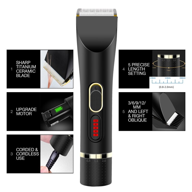 -Electric Cordless Hair Clippers Adjustable Guide Combs At Home Haircut Machine Hair Cutting Tools Hair Trimmer For Men