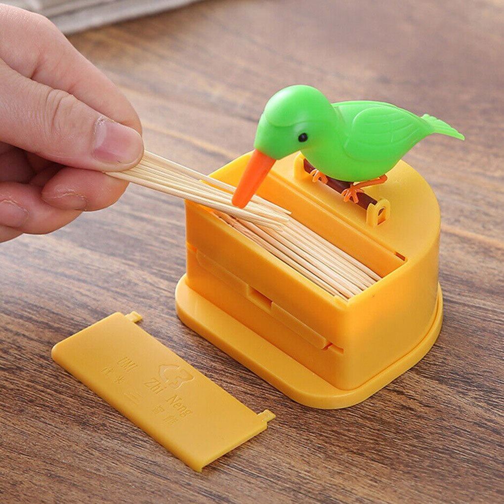 Toothpick Box Toothpick Storage Case Full-Automatic Dispenser Bird Shape ABS Holder Small Bird Bamboo Stick Box