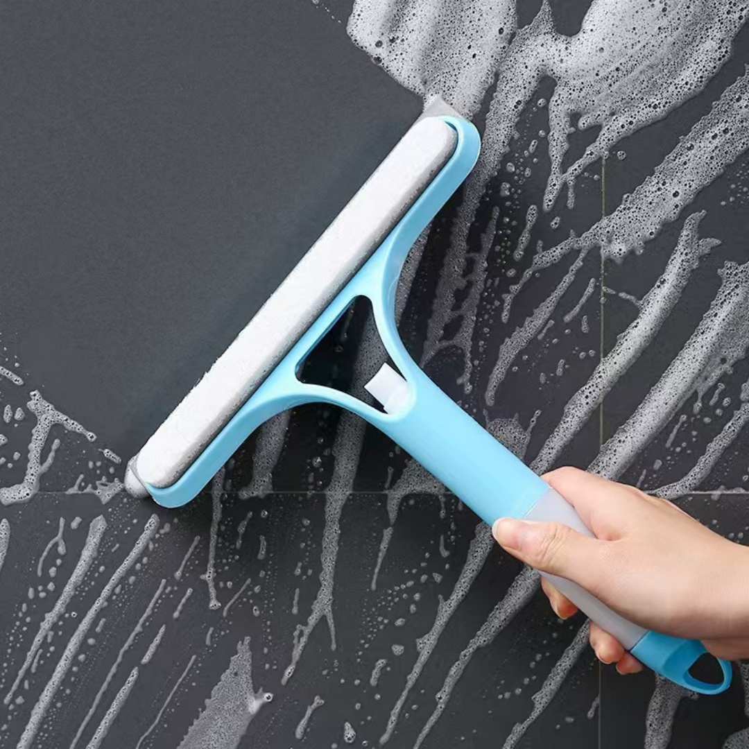 Limpiador de ventanas, raspador de vidrio para coche, limpiaparabrisas para puerta de ducha con dispensador de jabón para limpieza profunda del hogar y limpieza de espejos