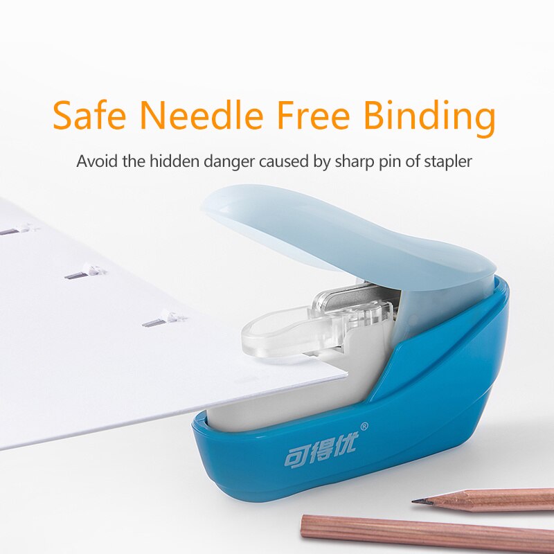 Machine Handheld Nietje Kleur Stapleless Papier Nietje Machine Veiligheid Mini Nietmachine Zonder Nietjes 4 Vel Capaciteit Diy Binding