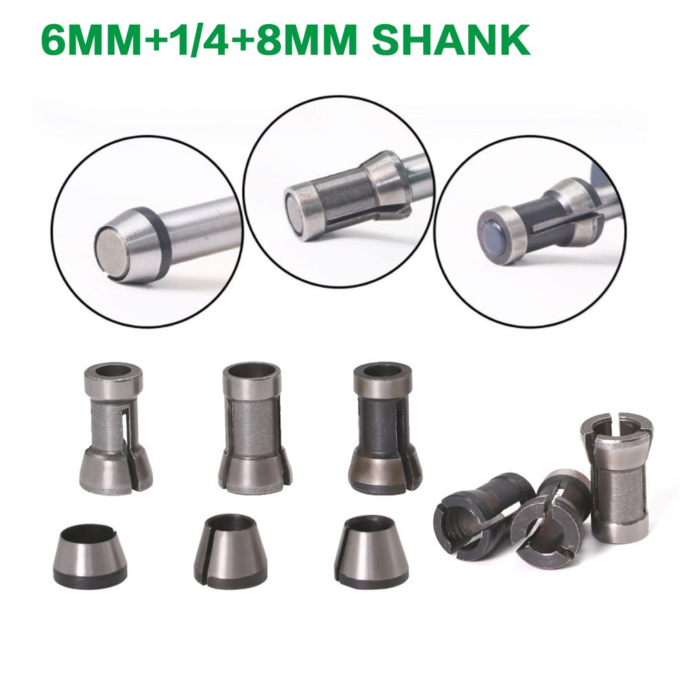 1 Set 1/4 ''6Mm 6.35Mm 8Mm Schacht Frees Spantang Graveren Trimmen Frees Voor hout Frezen Houtbewerking