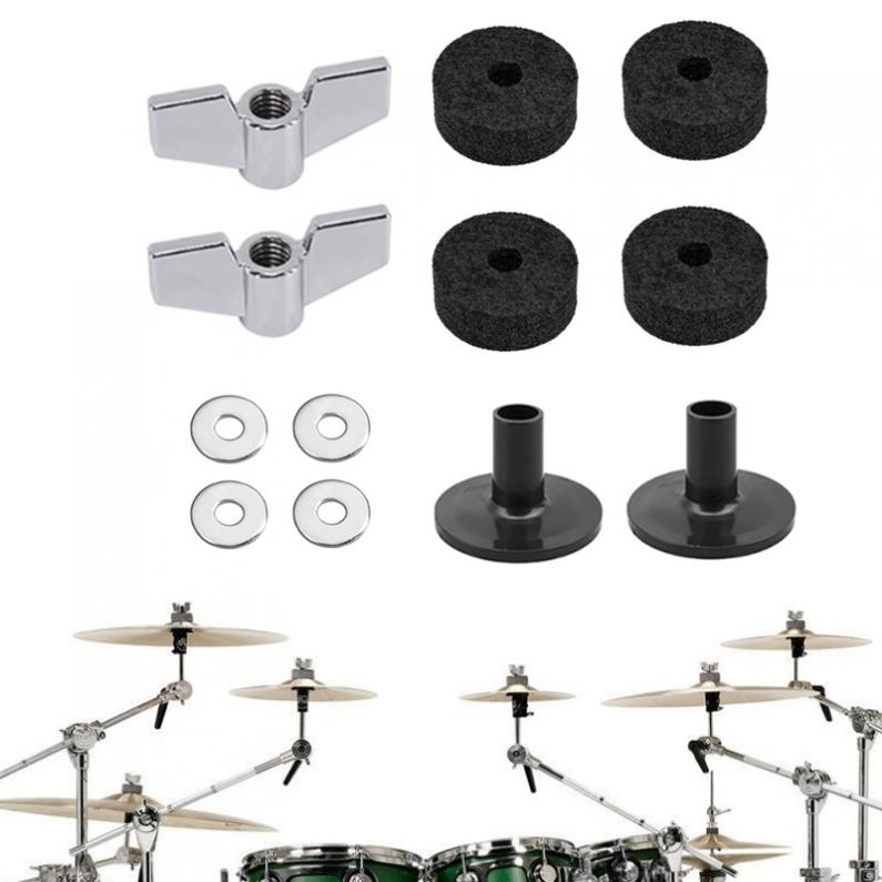 12 szt. Bęben jazzowy talerze filcowe podkładki części zestawy zamienne z talerzami rękawy i nakrętki skrzydełkowe i podkładki i talerze wełniane filcowe podkładki