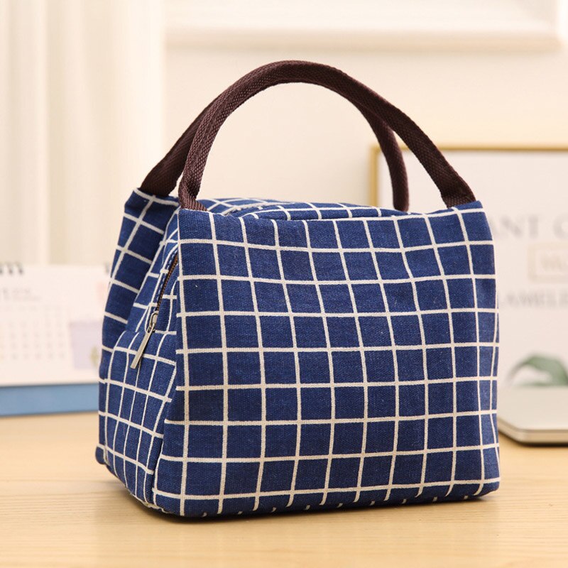 Isolierte Mittagessen Tasche Snack Lebensmittel Container Leinwand Mittagessen Lagerung Taschen Tote für freundlicher Frauen Lunchbag Thermo Picknick Sack Mittagessen Kasten fallen: Blau