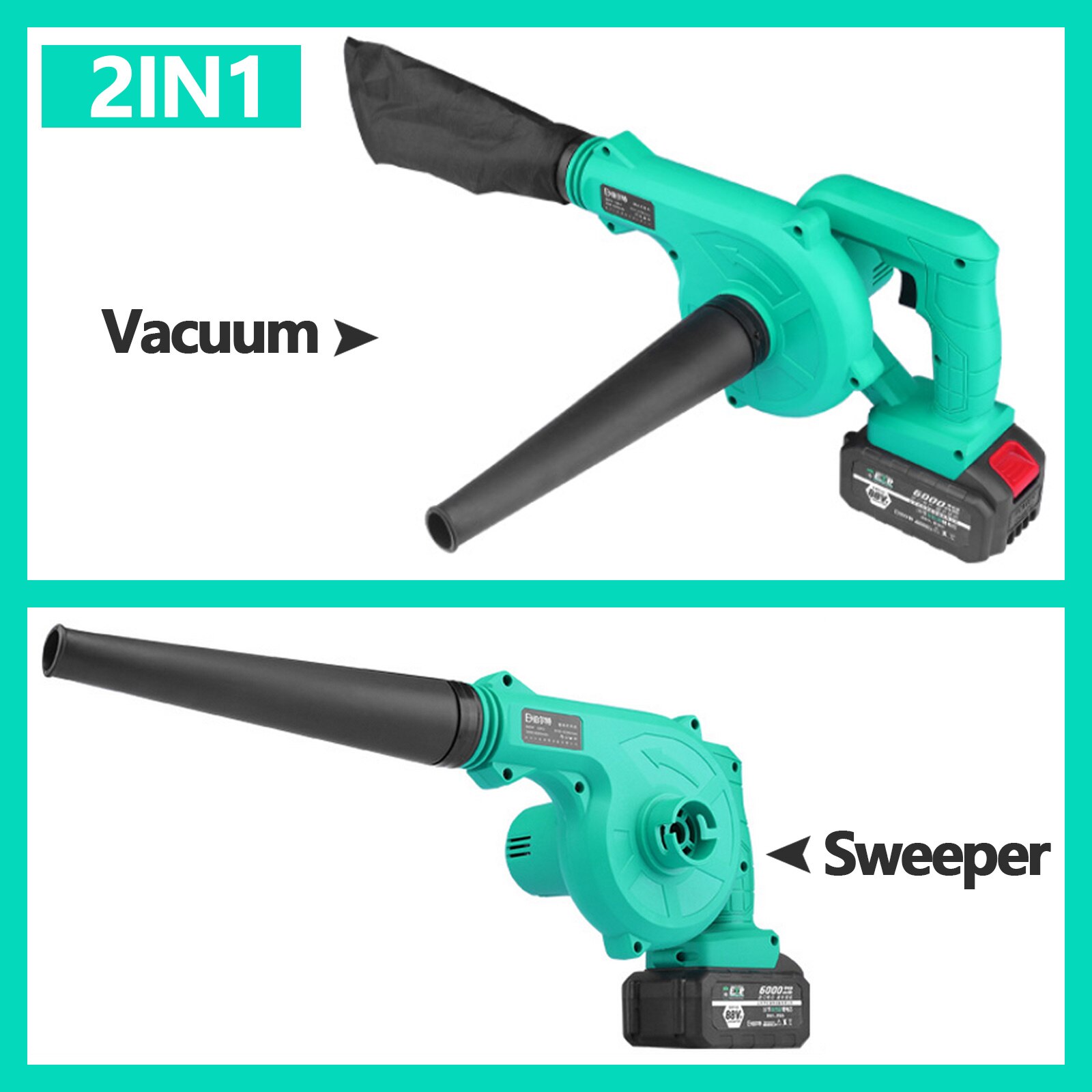 ANENG 18V 6000mAh Cordless Leaf Blower and Vacuum Lithium Battery 2-in-1 Electric Blower Air Volume for Home Garden Cleaning