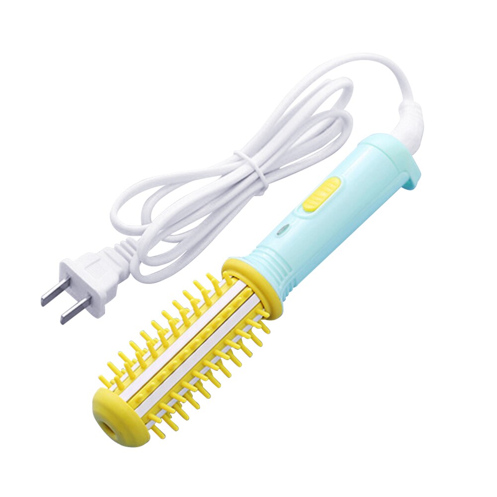 2 in 1 Mini Electric Hair Curler Roller Curling Iron Brush Rotating Hair Styling Tools Travel Hair Curler Comb: Yellow