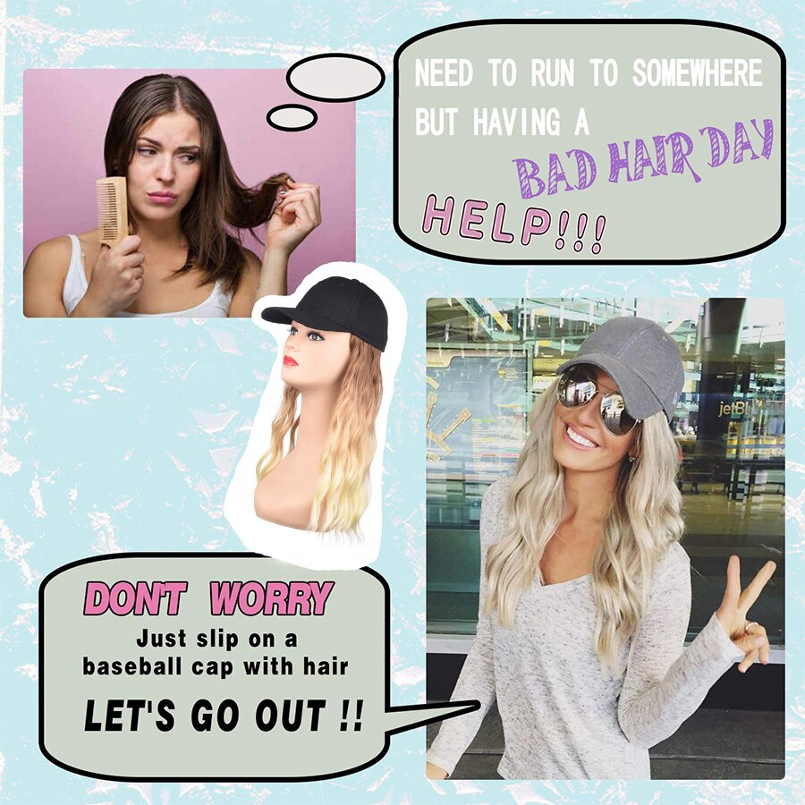 Tomo Korte Baseball Cap Haar Pruik Synthetische Natuurlijke Wave Hair Extensions Pruik Met Hoeden Verstelbare Voor Vrouwen Blonde Kleur