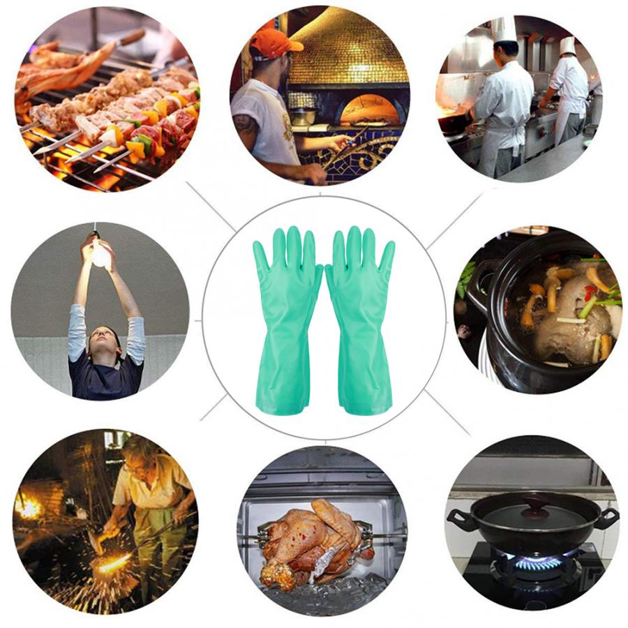 Safety Gloves 5Pairs Reusable Nitrile Gloves Solvent Resistant Anti Acid Alkali Home Work Laboratory Hand Protection Glove