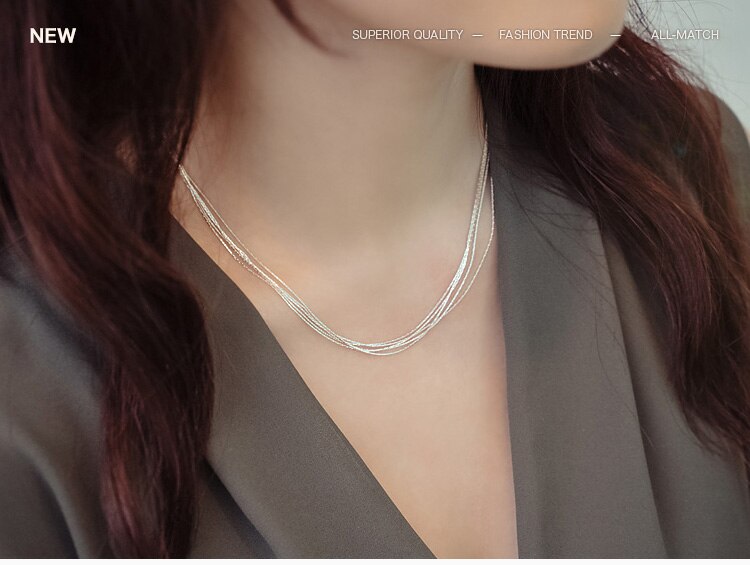 Reeti 925 Sterling Zilveren Multilayer Ketting Kettingen Voor Vrouwen Sterling-Zilver-Sieraden