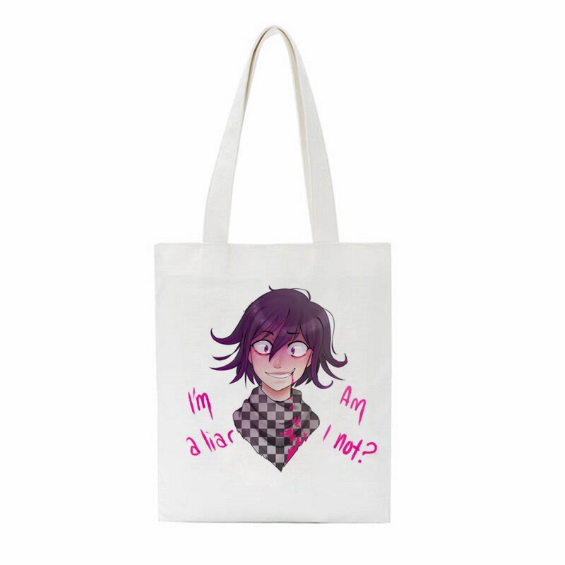 Janpan Anime Kokichi Oma Women Harajuku Casual Female Shoulder Canvas Bag Large Capacity Tote Bag Reusable Ladies Shopping Bags