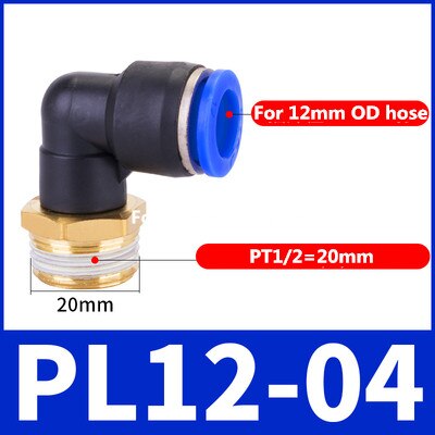Pl fiting pneumatic cot 1/4 3/8 1/2 1/8 bsp filet tat conector rapid de aer l forma împingere furtun  od 6mm 8mm 10mm 12mm: 12-04