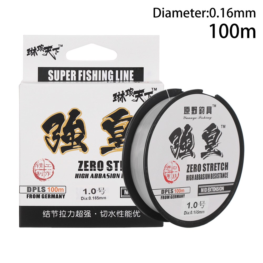 100m nylon vislijn monofilament japans materiaal voor zoutwater karpervissen fluorocarbon vislijn vliegvislijn: 1.0