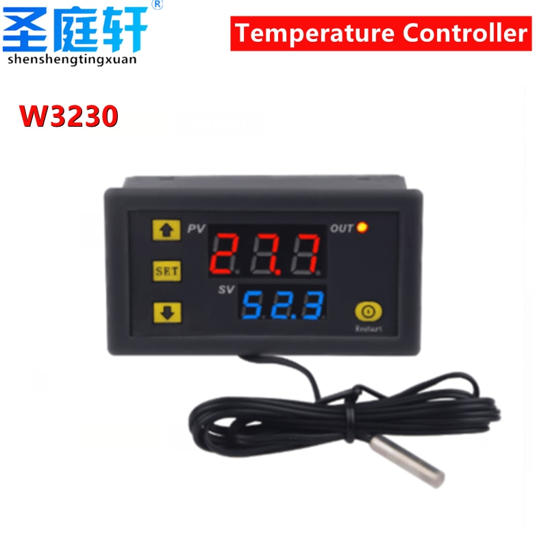 W3230 mini digital temperaturregulator 12v 24v 220v termostatregulator varme kølestyring termoregulator med føler