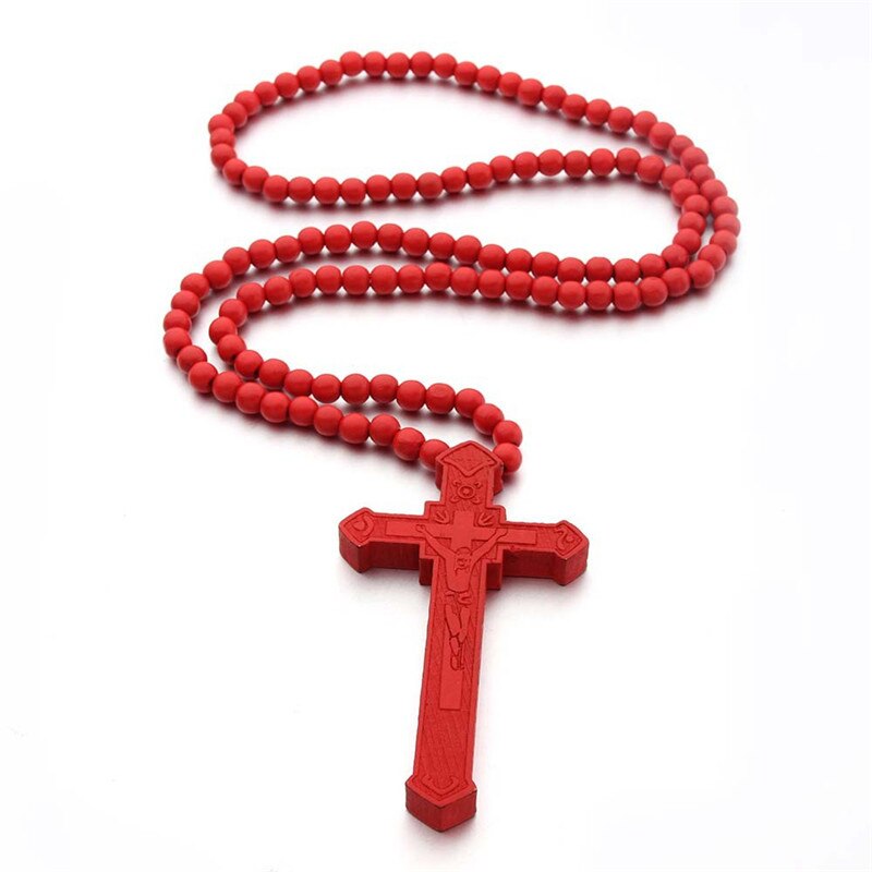 Rosarios Catolicos Jesus Cross Ketting Houten Cruz Madera Religieuze Sieraden Chapelet Catholique Cross Crucifijo Erkek Kolye: JS002-3