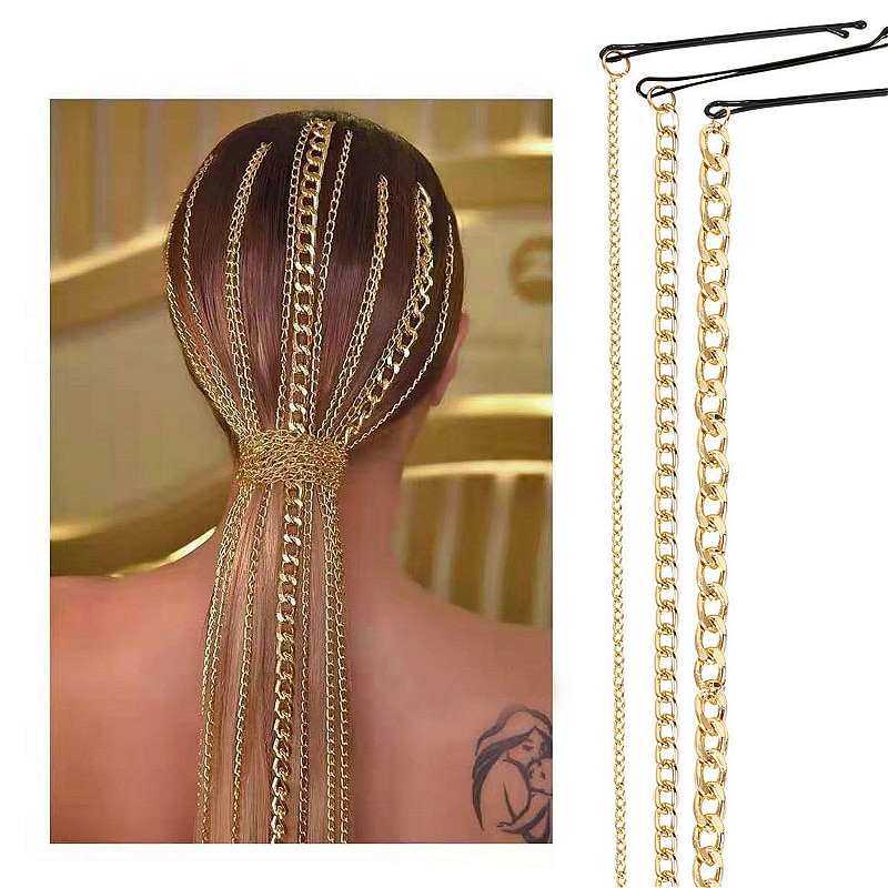 Einfache Haar Kette Schmuck Clips Gold Farbe Haar Zubehör Für Frauen Hochzeit Braut Haarband