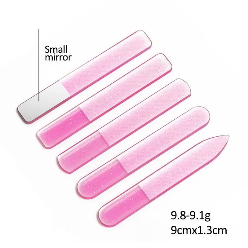 Limes à ongles en verre Nano, ponçage Transparent, polissage, meulage, tampon à ongles, lime Durable, outil de manucure, 1/5 pièces: 5PCS-Pink