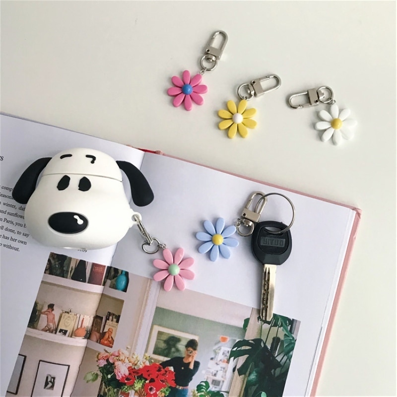 1PC Cute Resin Flower Keychain For Woman Candy Color Flower Charms Keyring Girls Earphone Cover Jewelry Wedding