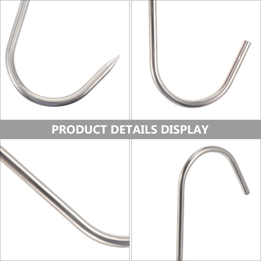 10PCS Meat Hooks Stainless Steel Poultry Hooks Hanging Drying Hook Meat Processing Butcher Hooks For Bacon Meat Hams Processing