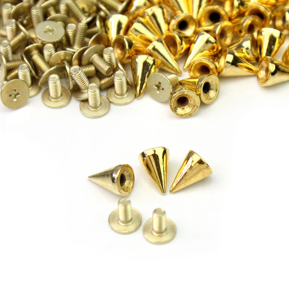 100 STUKS Goud Kleur Spikes Cone Studs DIY studs en spikes studs en spikes voor kleding leer craft Punk Rock