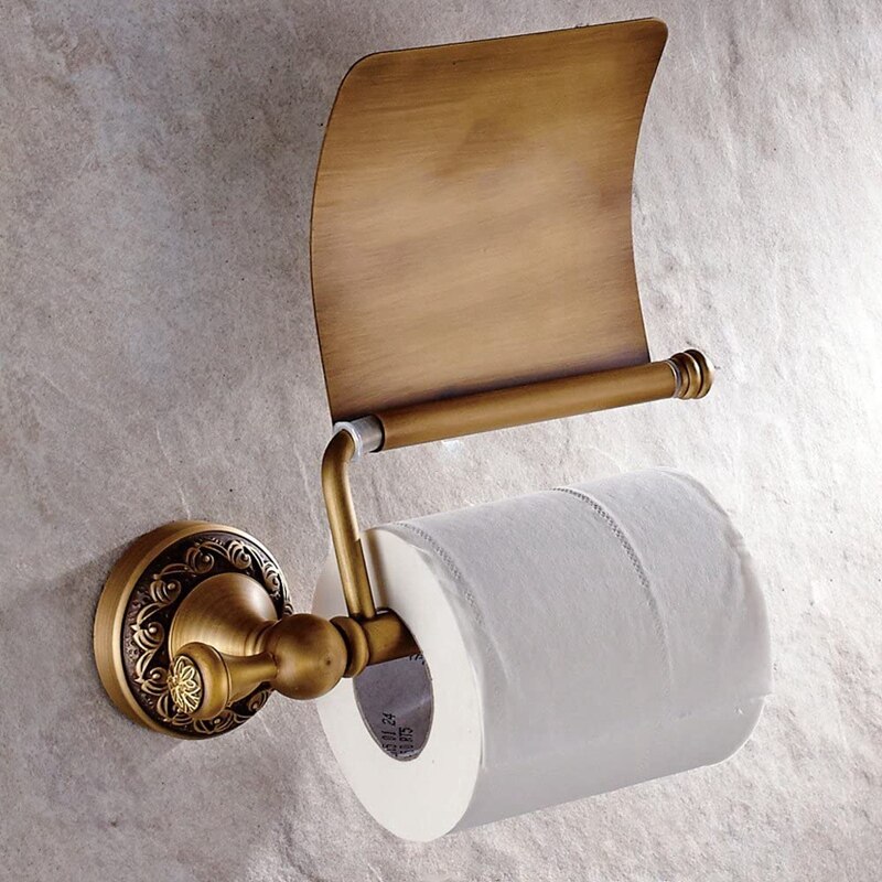 Bathroom Toilet Roller Paper Holder Lavatory Accessories Wall Maounted, Antique Brass Finished