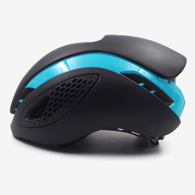 Top Tt Tijdrit Racing Aero Game Fiets Helm Triathlon Racefiets Helm Ultralight Ademend Fietshelm Unisex: Black cyan
