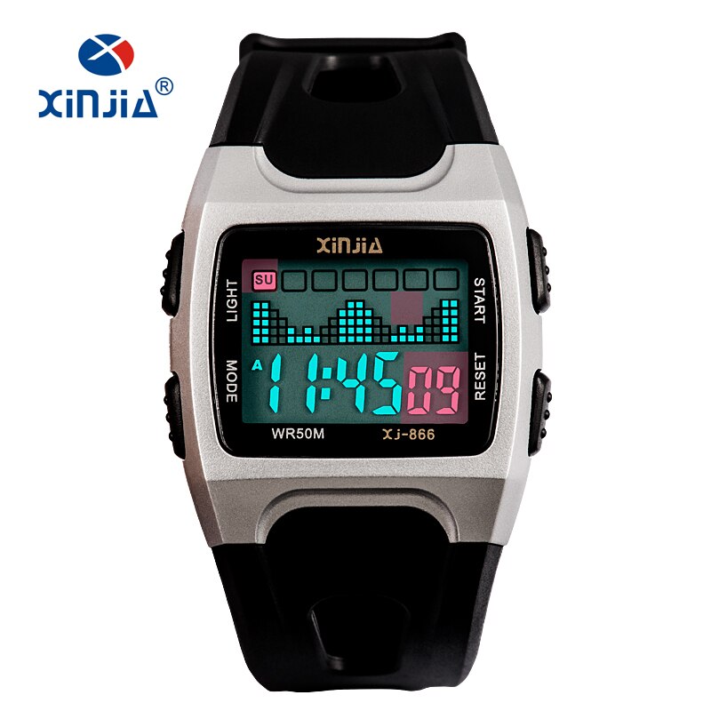 XINJIA Casual Jelly LED Digital Watch For Women Super 50M Waterproof Cute Children Kid Swimming Lady Plastic Shock