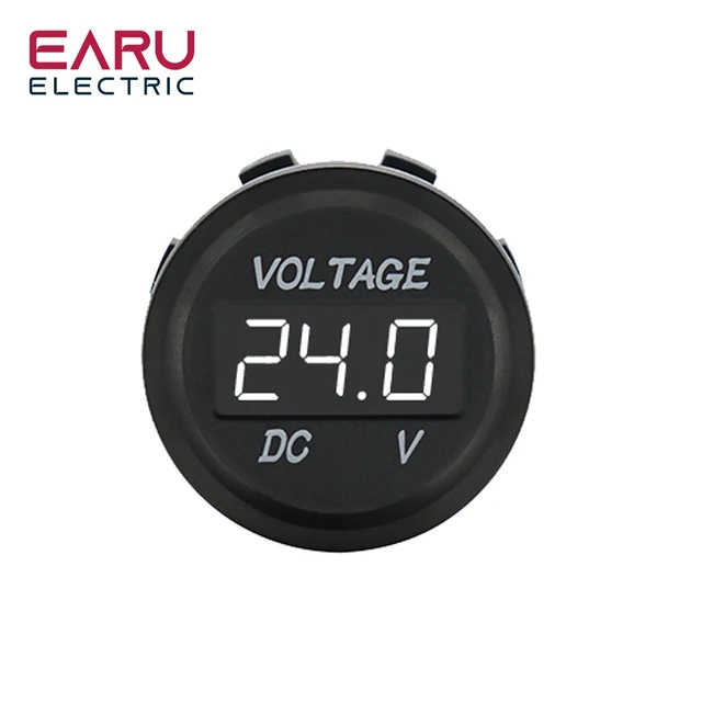 DC 5V-48V LED Mini Runde Wasserdichte Motorboot Motorrad Tafel Digital Voltmeter Tester Monitor Anzeige Voltmeter: Armee Grün