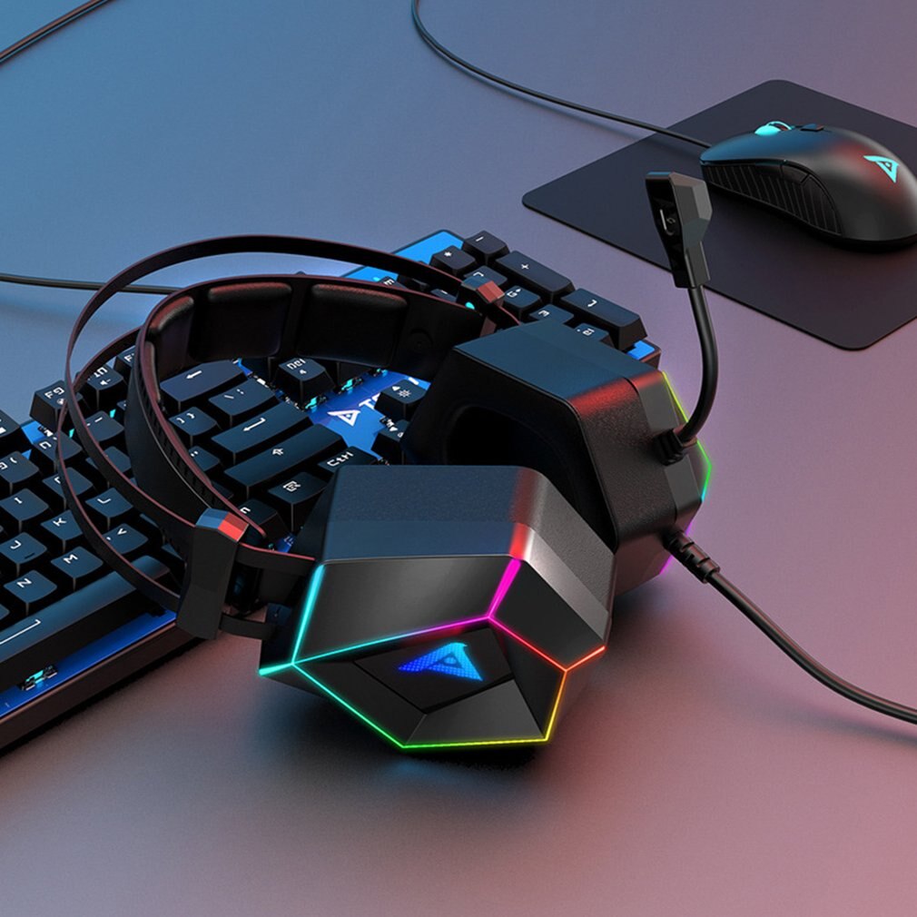 Auriculares para juegos de ordenador, cascos duraderos luminosos con cable para ordenador, Notebook, Internet café, e-sports