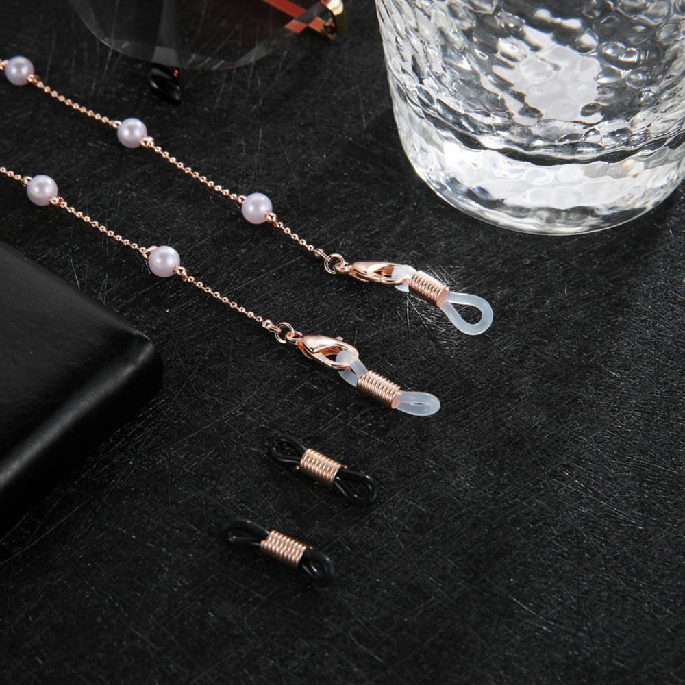 Skyrim Chic Pearl Beaded Glasses Chain for Women Sunglasses Chains Lanyards Neck Strap Rope Reading Eyeglasses Cord Holder: B-Rose Gold