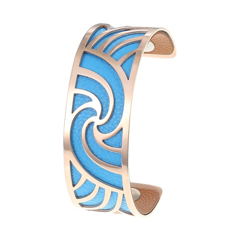 Cremo roségouden manchet bangle bijoux acier inoxydable femme manchette armband omkeerbare lederen band sieraden: 9