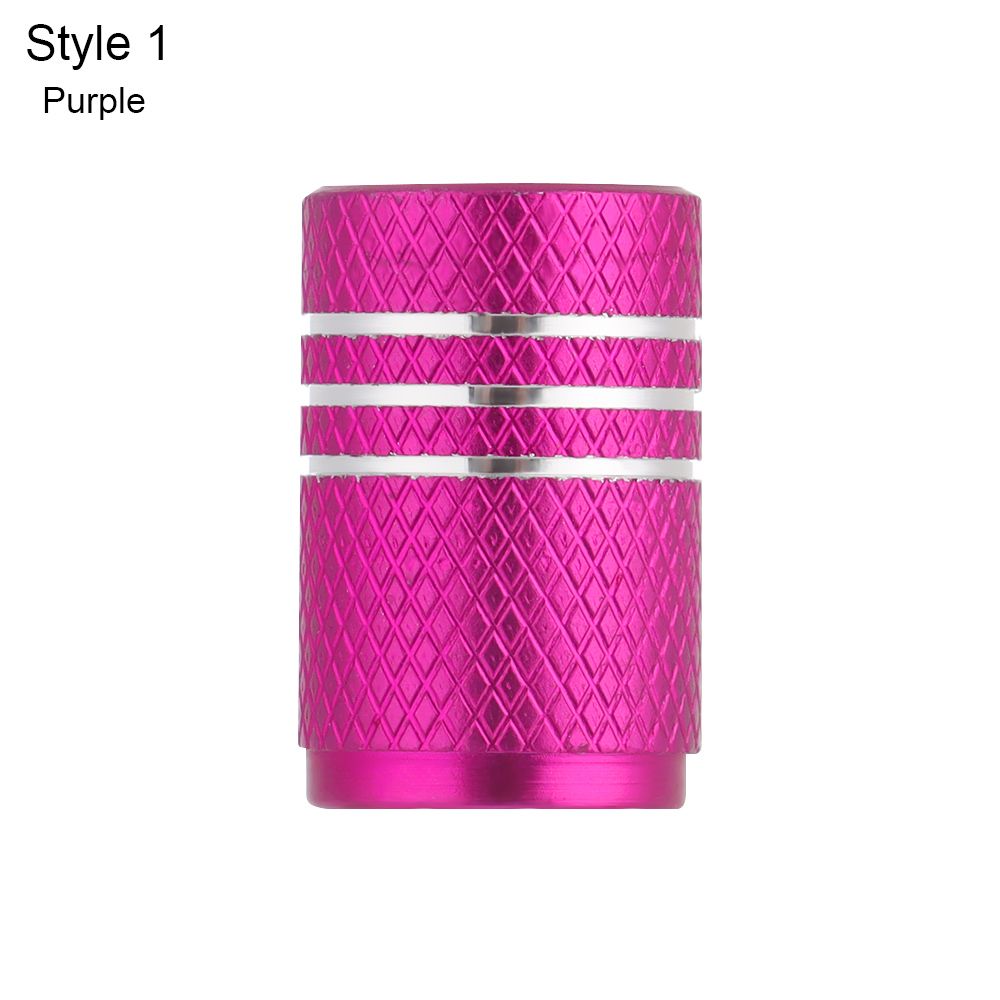 5PCS Bike Valve Caps Aluminum Alloy Schrader Valve Caps Motorcycles Trucks Cars Bikes Tire Valve Stem Covers Bicycle Accessories: Purple-Style 1