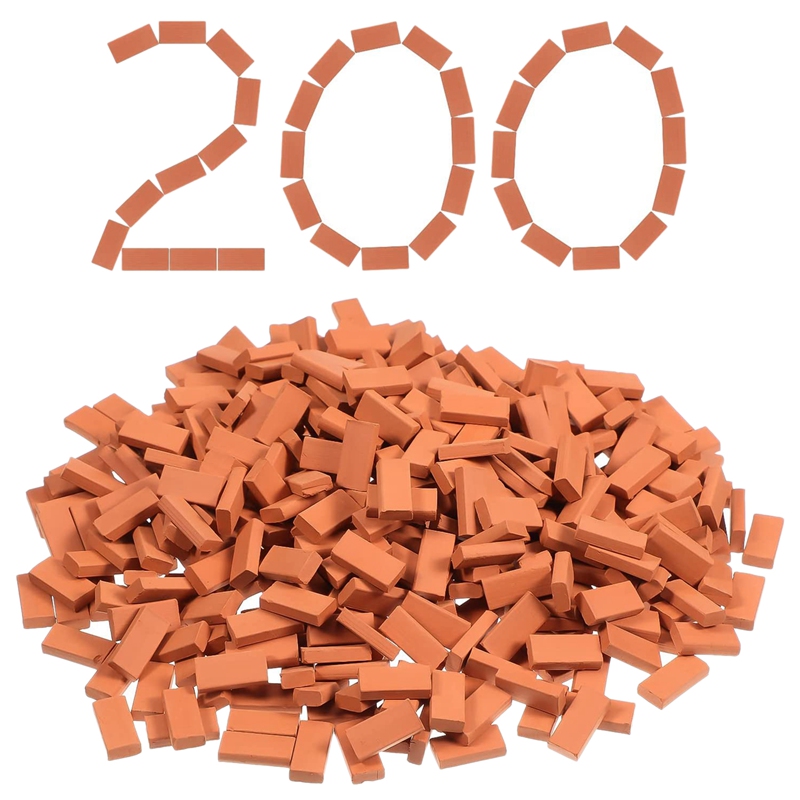 200 Pieces Mini Bricks For Landscaping Miniature Bricks Brick Wall Small Bricks For Dollhouse Garden Parts,1/35 Scale: Default Title