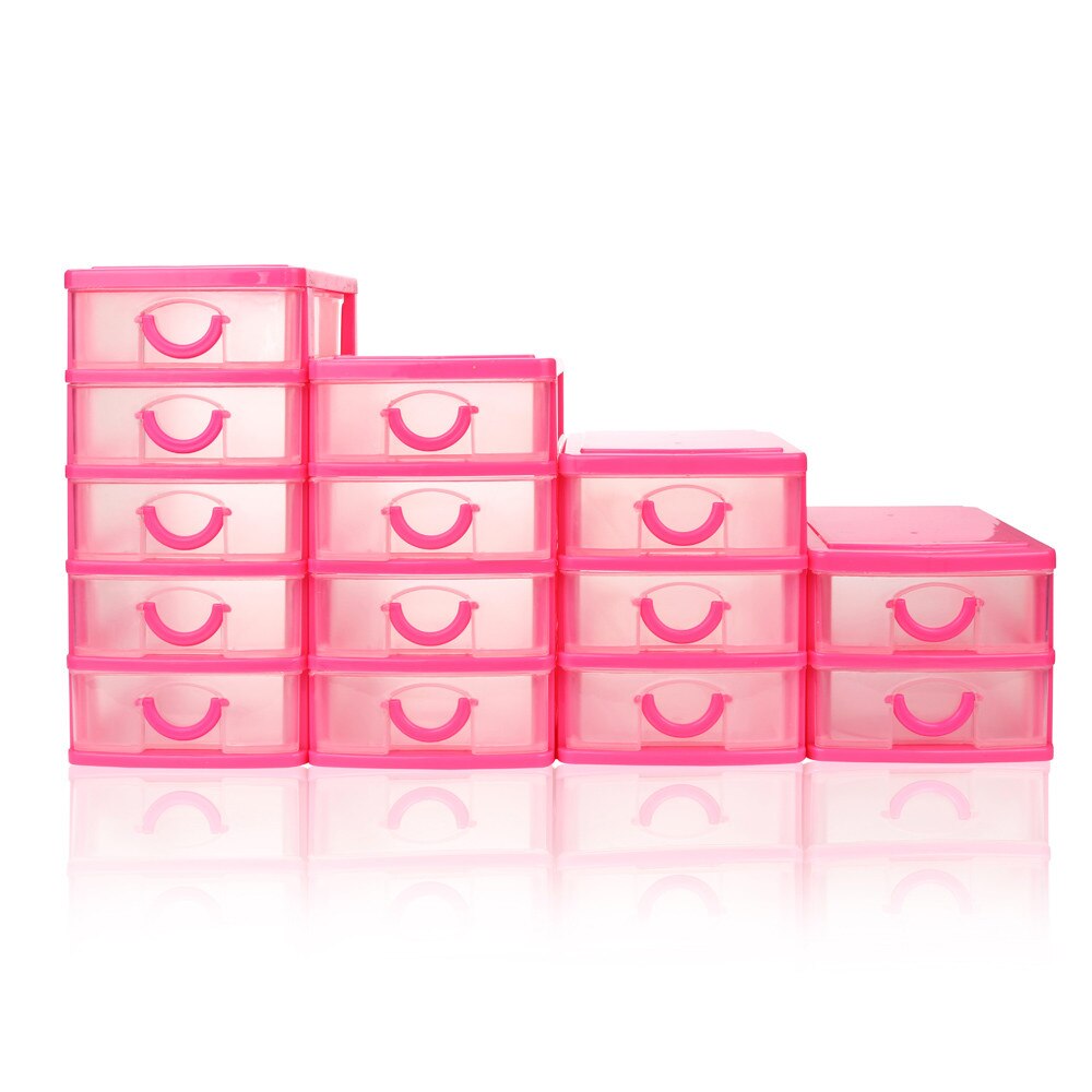 Durable Plastic Mini Desktop Drawer Sundries Case Small Objects Jewelry Makeup Organizer Storage Container Storage Box #Y2: Red  / XL