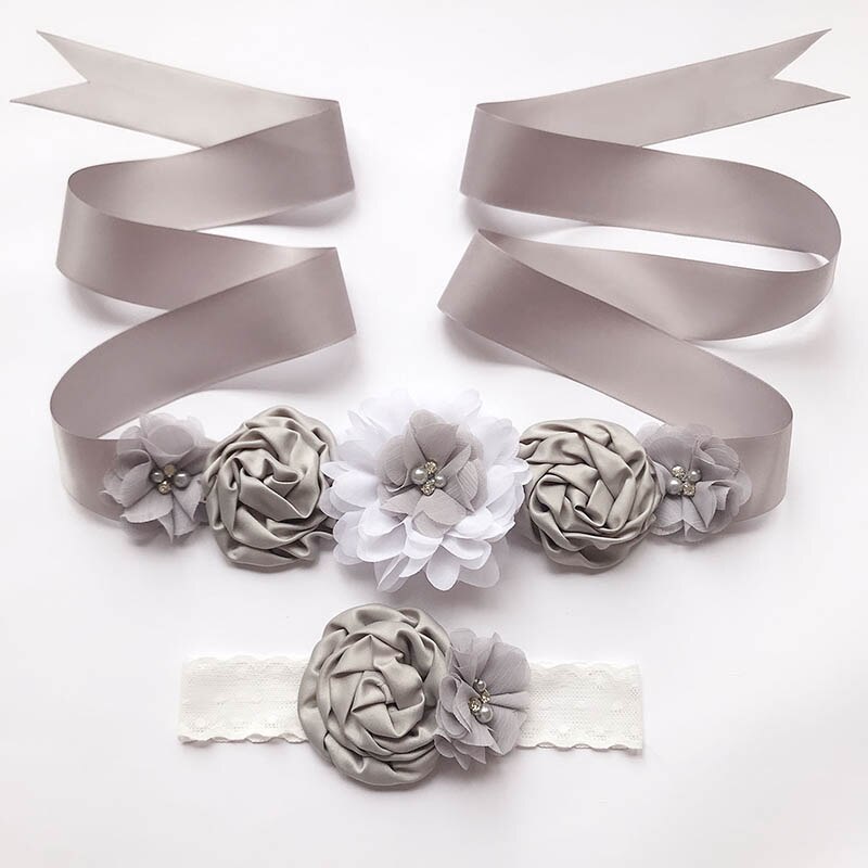 Lila Rosa Cinturones blumen mädchens Blumen Braut Schärpe Braut Gürtel Perlen Hochzeit Gürtel Hochzeit Schärpen für Blume Baby Mädchen b17: grau