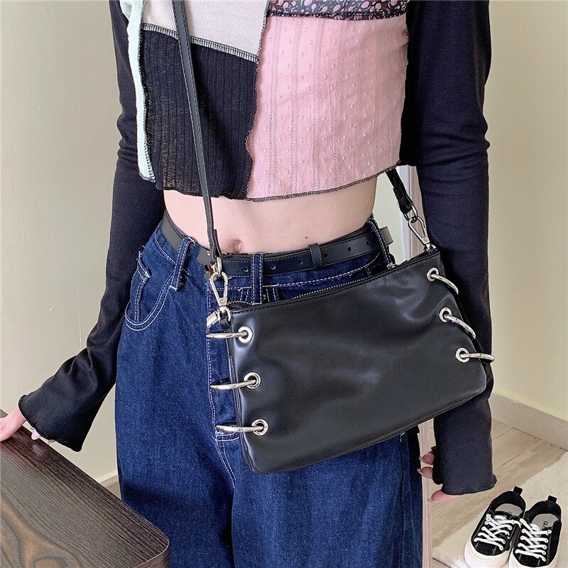 Women Small Shoulder Bags PU Leather Ladies Crossbody Bags Solid Color Cool Girls Circle Purse Handbags