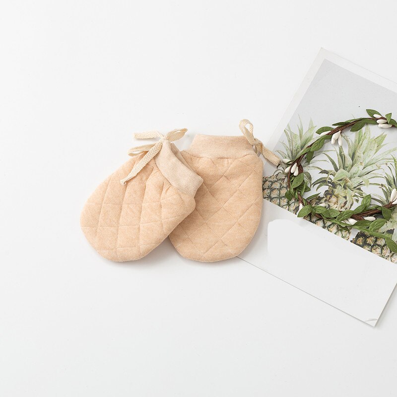 Naturlige økologiske bomuld babyhandsker vanter baby ridse vante varmt spædbarn baby søde ting babyhandsker handske til nyfødte: 943370