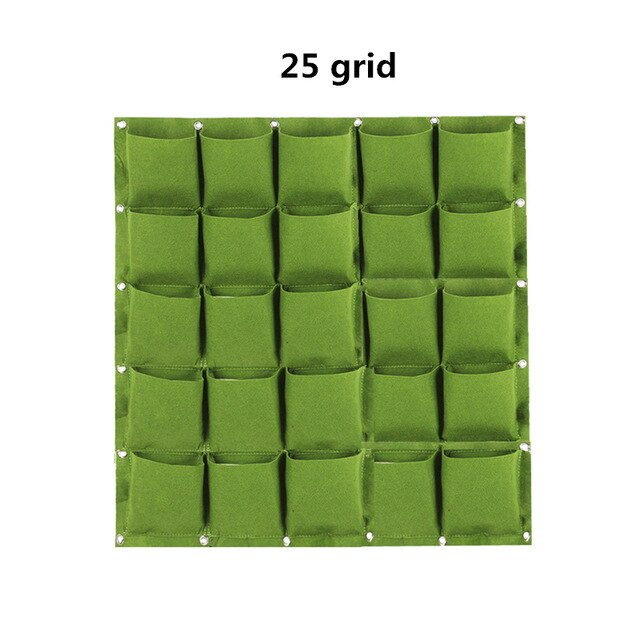 Wall Hanging Planting Bags 18/36/49/72 Pockets Green Grow Bag Planter Vertical Garden Vegetable Living Garden Bag Flowers Supply: 25 grid green