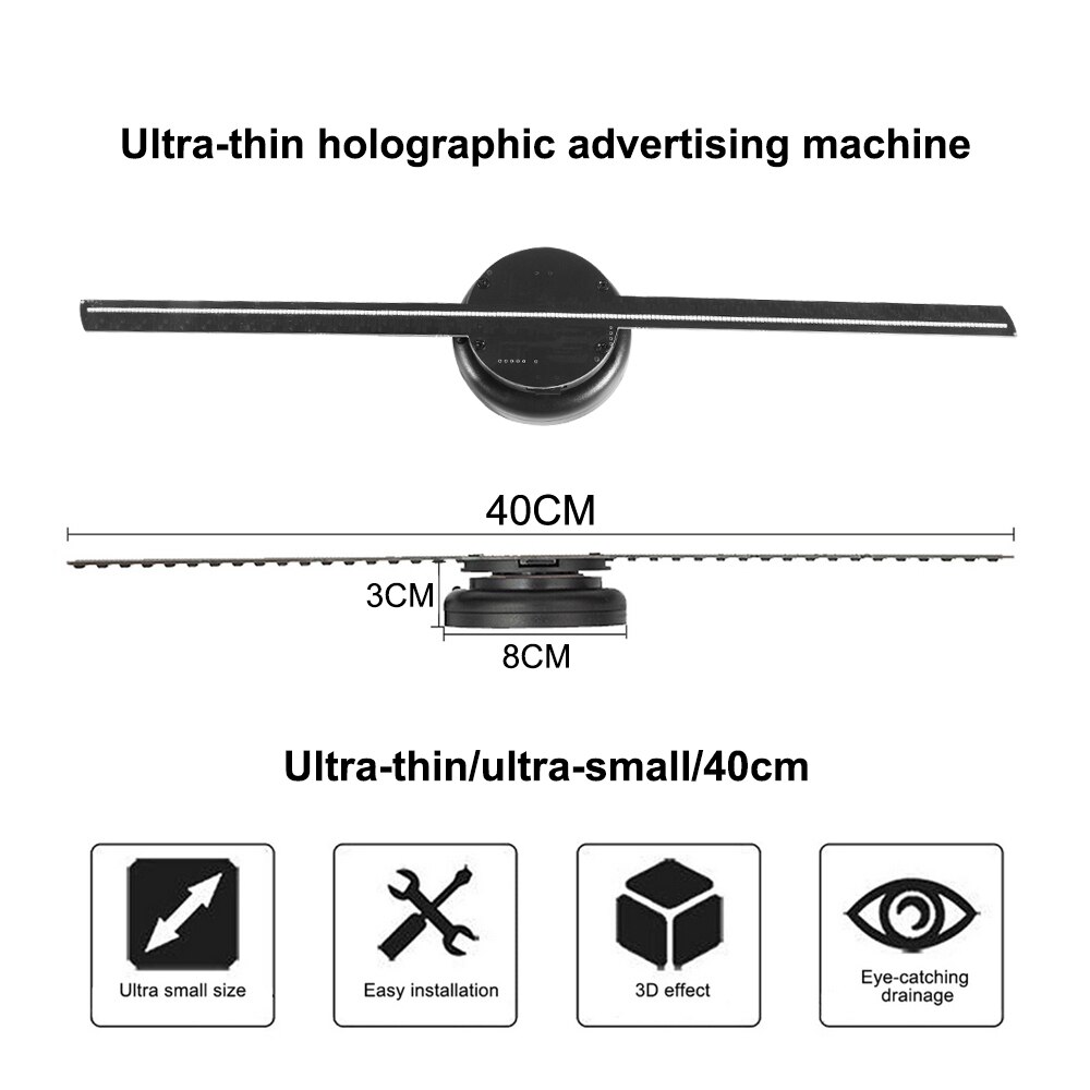 3D Fan Hologram Projector Wall-mounted Wifi LED Sign Holographic Lamp Player Remote Advertising Display Support Images Video