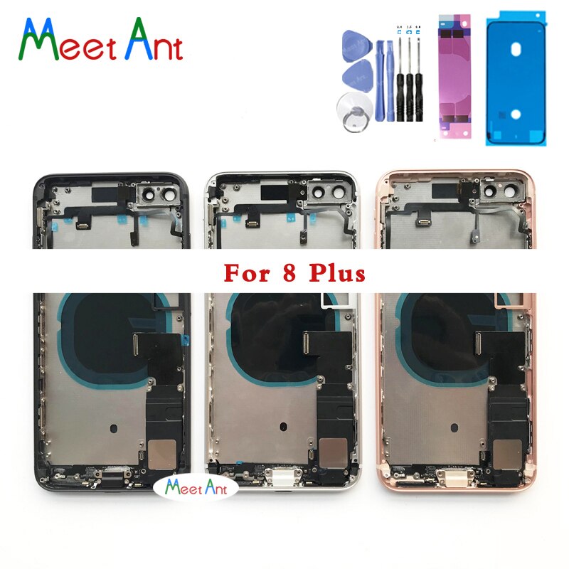 High qualit For iphone 8 8G 8 Plus Back Middle Frame Chassis Full Housing Assembly Battery Cover Door Rear Glass with Flex Cable