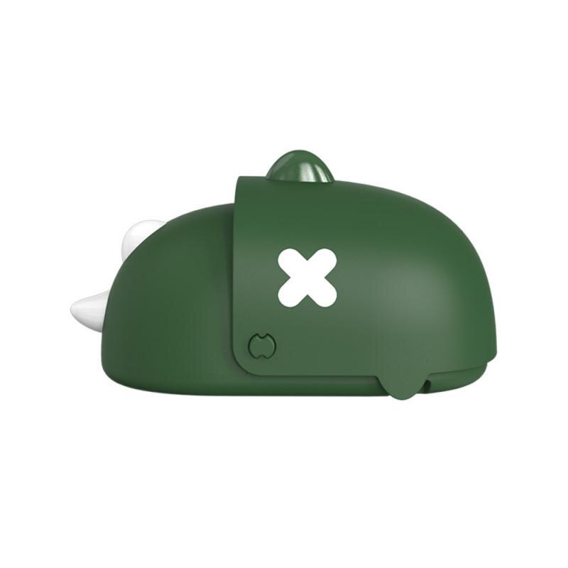 Utomhus usb bärbar dinosauriefläkt handsfree halsfläkt hängande uppladdningsbara barn minifläktar 3 växlar luftjusterbar för barn: Grön