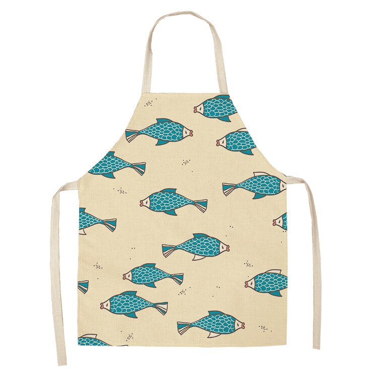 Cute fish print apron Woman kitchen apron master apron Linens Apron cooking accessories kitchen apron cafe apron for men aprons: 7 / 68x55cm