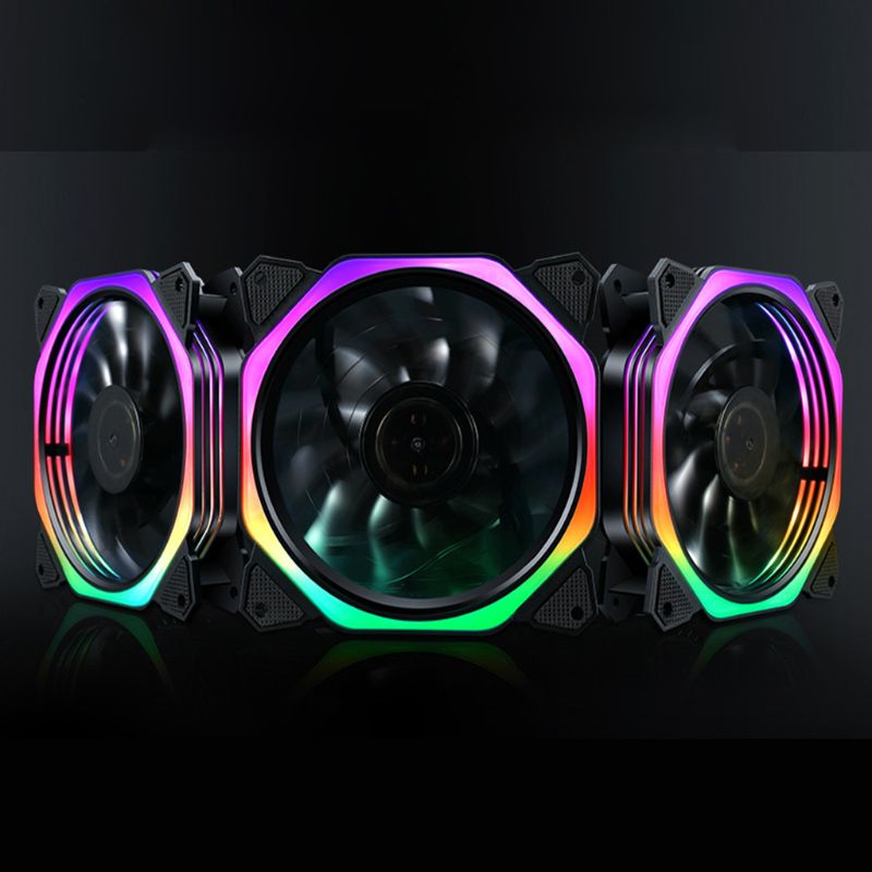 1PC 12cm Double Aperture Multi-colored Silent LED Computer Case PC Cooling Fan 12V Cooling Fan