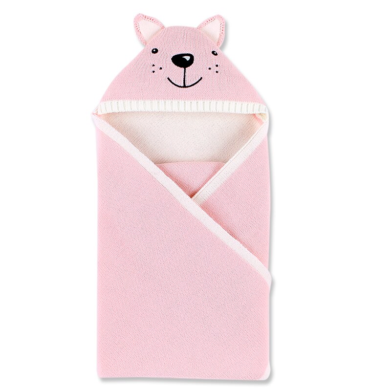 Sobres de punto de oso de dibujos animados para recién nacidos, sacos de dormir de otoño gris abotonada bebé infantil, saco de dormir, manta de primavera