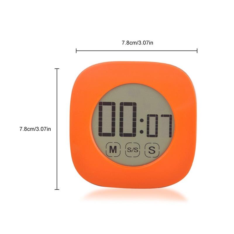 Countdown Timer Study Digital Display Count Up Stopwatch Touch Screen Battery Operated Electronic Mute Attachable Alarm Orange
